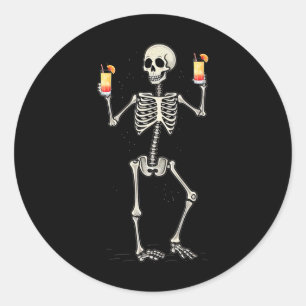 Grappig Halloween skelet Drink Tequila Sunrise Ronde Sticker