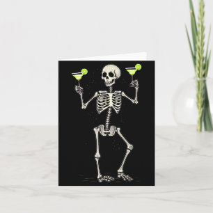 Grappig Halloween Skelet Drinkt Margarita Staart Kaart