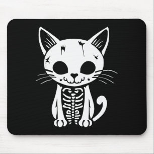 Grappig Halloween Skelet Kat Kitty Kostuum Schedel Muismat