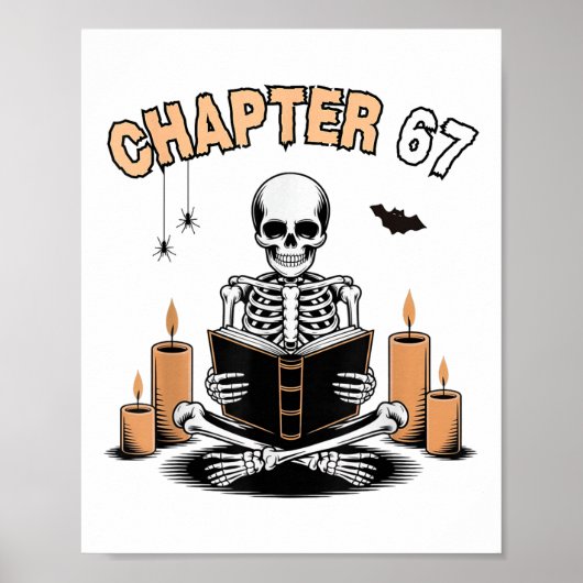 Grappig Halloween Skelet Leest Boek 67 Memes _2 Poster (Voorkant)