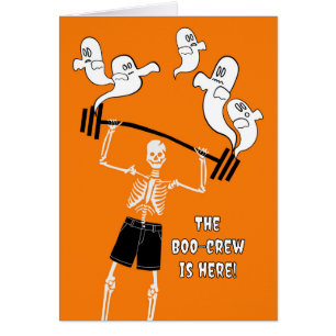 Grappig Halloween Skelet met Boo Crew Gewichten