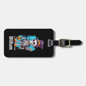 Grappig Halloween Skelet met Top Hat Bagagelabel (Voorkant horizontaal)