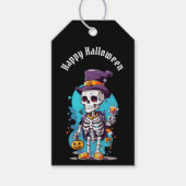 Grappig Halloween Skelet met Top Hat Cadeaulabel (Voorkant)