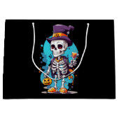Grappig Halloween Skelet met Top Hat Groot Cadeauzakje (Voorkant)
