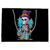 Grappig Halloween Skelet met Top Hat Groot Cadeauzakje (Achterkant)