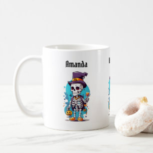 Grappig Halloween Skelet met Top Hat Koffiemok
