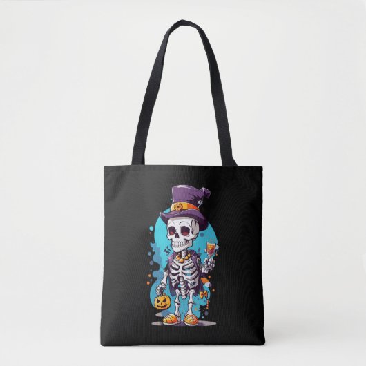 Grappig Halloween Skelet met Top Hat Tote Bag (Voorkant)