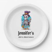 Grappig Halloween Skelet met Top Hat Verjaardag Papieren Bordje (Voorkant)
