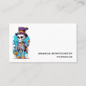 Grappig Halloween Skelet met Top Hat Visitekaartje (Voorkant)