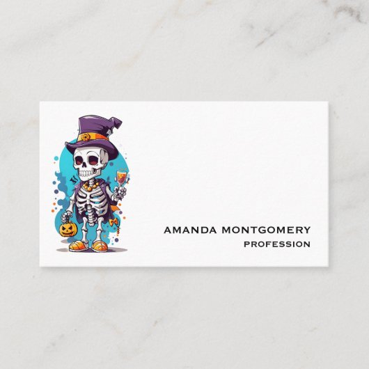Grappig Halloween Skelet met Top Hat Visitekaartje (Voorkant)