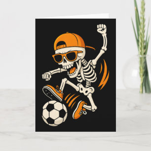 Grappig Halloween skelet voetbal shirt voor jongen Kaart