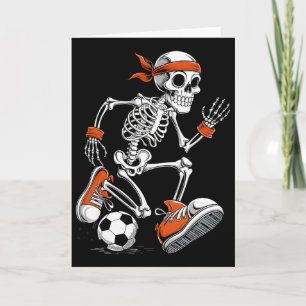 Grappig Halloween Skelet Voetbal Voetbal Kostuum Kaart