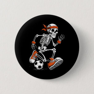 Grappig Halloween Skelet Voetbal Voetbal Kostuum Ronde Button 5,7 Cm