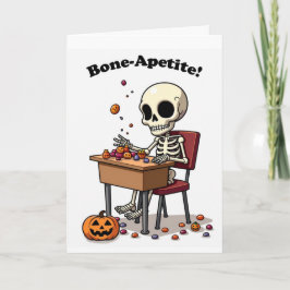 Grappig Halloween-skelet voor iedereen met een bot Kaart