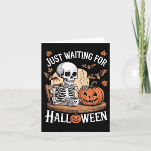 Grappig Halloween skelet wacht gewoon op Halloween Kaart