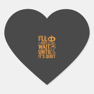 Grappig Halloween-skelet wachtend op stil ontwerp Hart Sticker