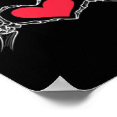 Grappig Halloween Skeleton Hand Heart Sign Love Re Poster (Hoek)