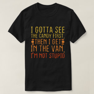 Grappig Halloween Snoep Bus Quote T-shirt