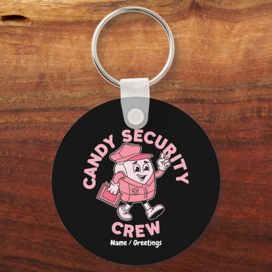 Grappig Halloween Snoep Citaat Snoep Beveiligingsp Sleutelhanger (Voorkant)