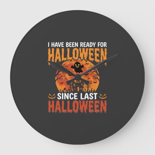 Grappig Halloween Spoken Huis Spook Maan Ontwerp Grote Klok (Voorkant)