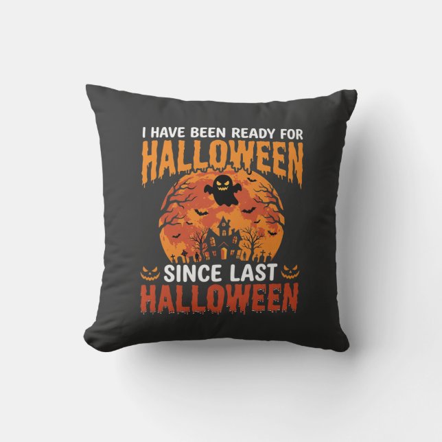 Grappig Halloween Spoken Huis Spook Maan Ontwerp Kussen (Voorkant)