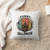 Grappig Halloween Spokenhuis Vintage Vectorontwerp Kussen (Deken)