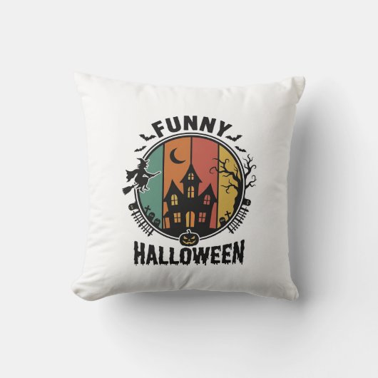 Grappig Halloween Spokenhuis Vintage Vectorontwerp Kussen (Voorkant)