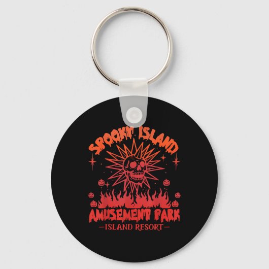 Grappig Halloween Spooky Island Est 2002 Amusement Sleutelhanger (Voorkant)
