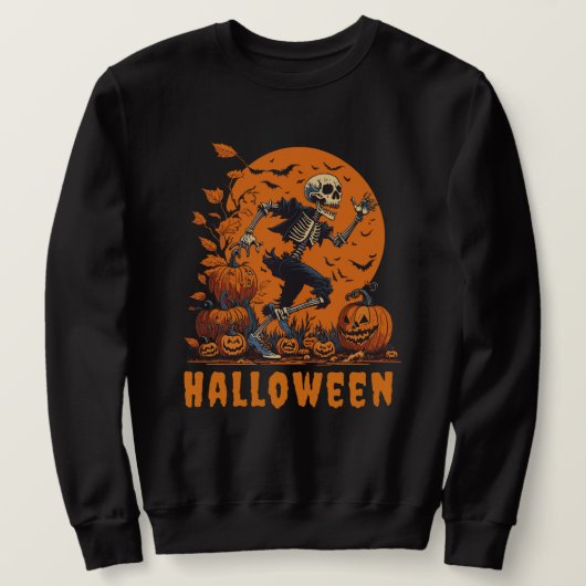 Grappig Halloween spooky running skelet Trui (Design voorkant)