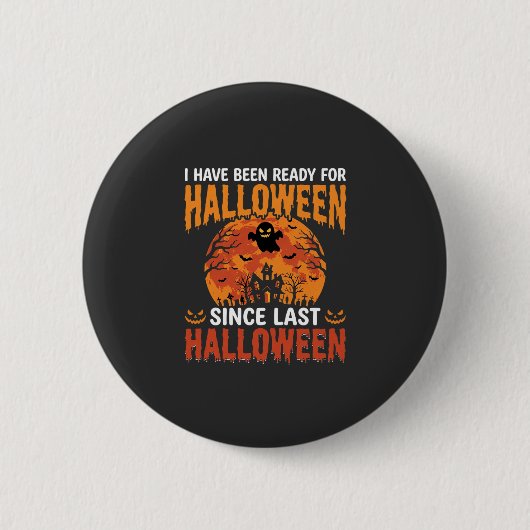 Grappig Halloween Spukhuis Spook Maan Ontwerp Ronde Button 5,7 Cm (Voorkant)