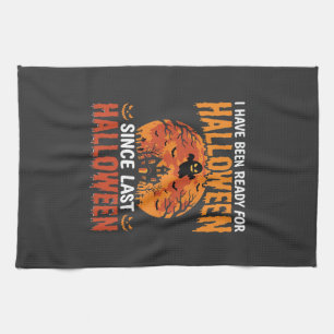 Grappig Halloween Spukhuis Spook Maan Ontwerp Theedoek