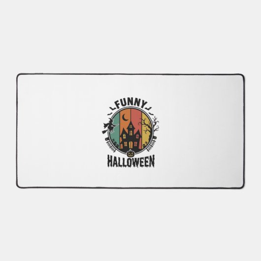 Grappig Halloween Spukhuis Vintage Vector Ontwerp Bureaumat (Voorkant)