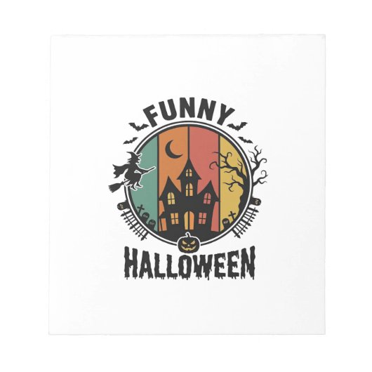 Grappig Halloween Spukhuis Vintage Vector Ontwerp Notitieblok (Voorkant)