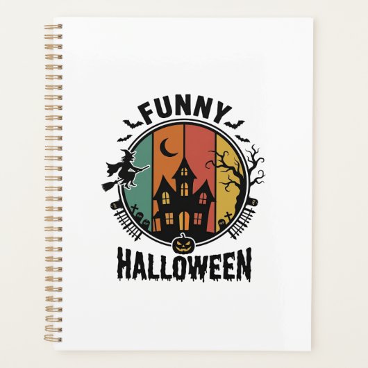 Grappig Halloween Spukhuis Vintage Vector Ontwerp Planner (Voorkant)