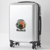 Grappig Halloween Spukhuis Vintage Vector Ontwerp Sticker (Koffer)