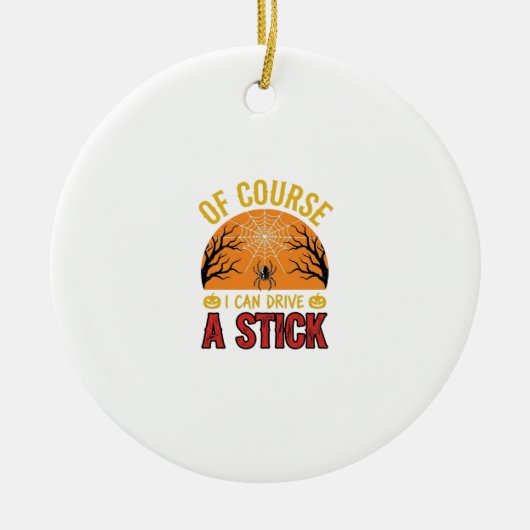 Grappig Halloween Stok Overschakelen Spinnenweb Sh Keramisch Ornament (Voorkant)