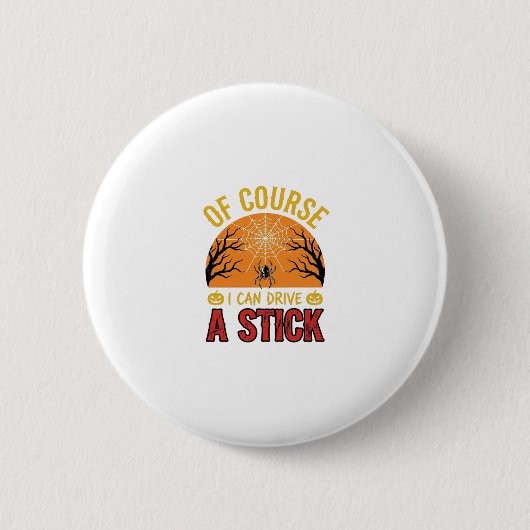 Grappig Halloween Stok Overschakelen Spinnenweb Sh Ronde Button 5,7 Cm (Voorkant)