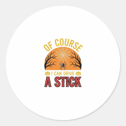 Grappig Halloween Stok Overschakelen Spinnenweb Sh Ronde Sticker (Voorkant)