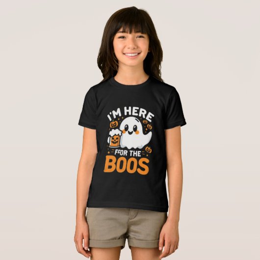Grappig Halloween T-shirt - "Ik ben hier voor de b (Voorkant volledig)