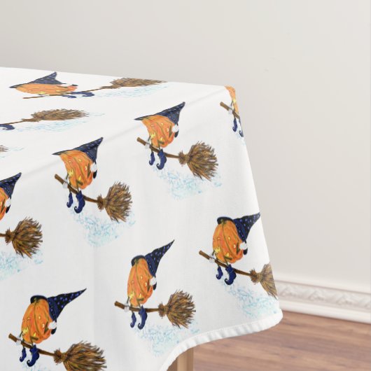 Grappig Halloween tafellaken heks pompoen vliegen (Voorbeeld)