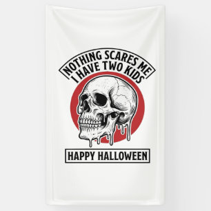 Grappig Halloween Twee Kinderen Schedel Shirt Ontw Spandoek