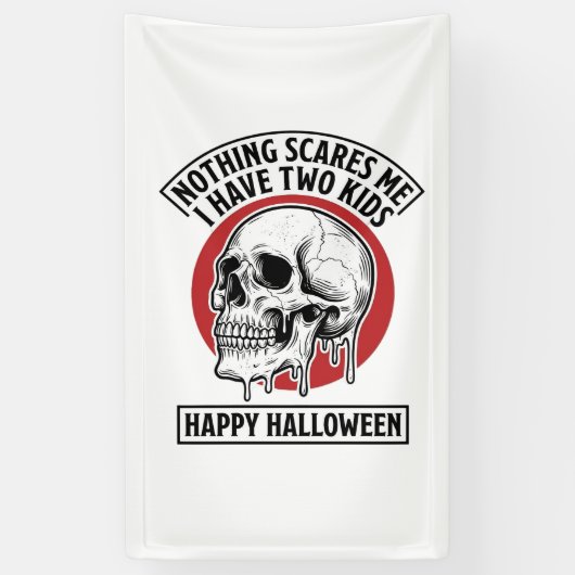 Grappig Halloween Twee Kinderen Schedel Shirt Ontw Spandoek (Verticaal)