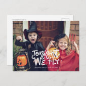 Grappig Halloween Vanavond vliegen we Trick or tre Briefkaart (Voorkant / Achterkant)