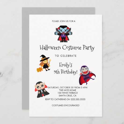 Grappig Halloween-vermomming Kinderen Verjaardagsf Kaart (Voorkant / Achterkant)