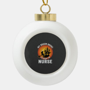 Grappig Halloween Verpleegster Heks Bezem Kostuum Keramische Bal Ornament