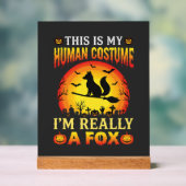 Grappig Halloween Vos Mens Kostuum Acryl Bord (Neutraal)