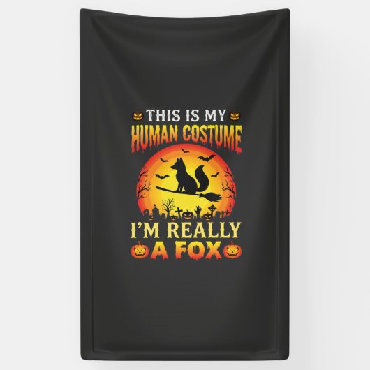Grappig Halloween Vos Mens Kostuum Spandoek (Verticaal)