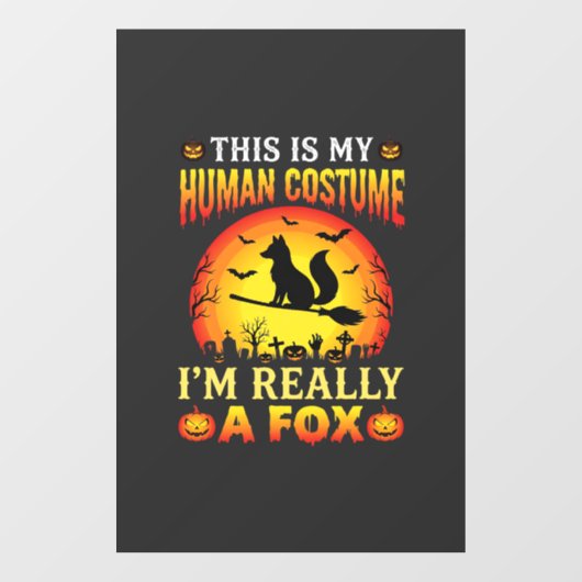 Grappig Halloween Vos Mensen Kostuum Raamsticker (Vel)