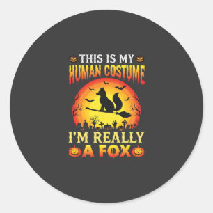 Grappig Halloween Vos Mensen Kostuum Ronde Sticker