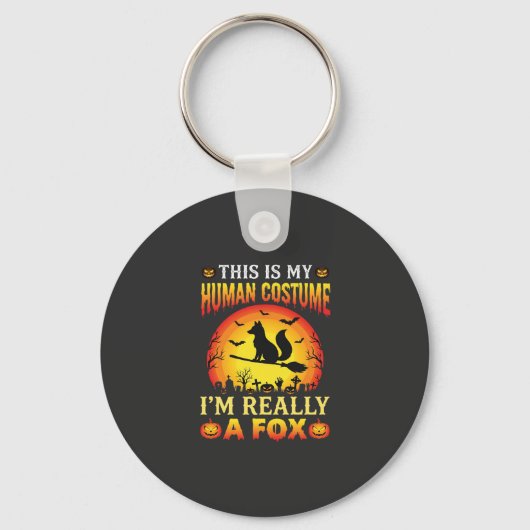 Grappig Halloween Vos Mensen Kostuum Sleutelhanger (Voorkant)